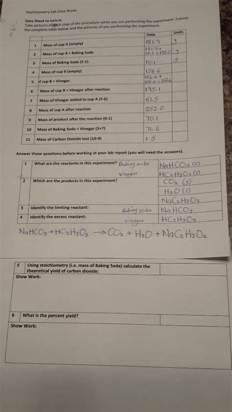 Stoichiometry Lab Vinegar And Baking Soda Answer Key 49 Pages Solution