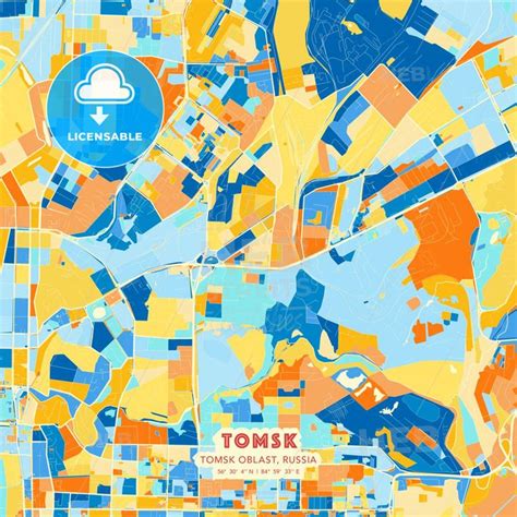 Tomsk Tomsk Oblast Russia Blue And Orange Vector Art Map Template