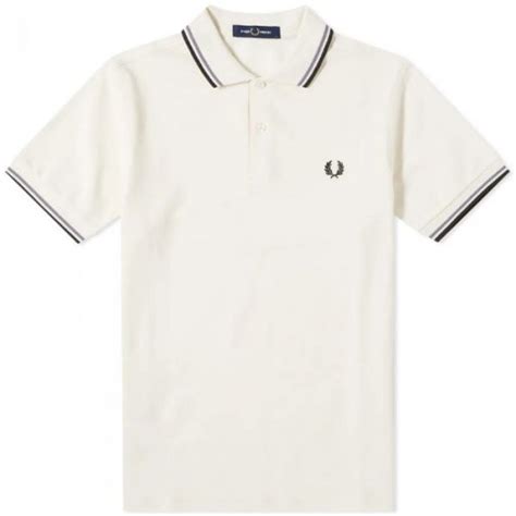 Fred Perry Slim Fit Twin Tipped Polo Snow White Light Oyster Black Iconsheritage