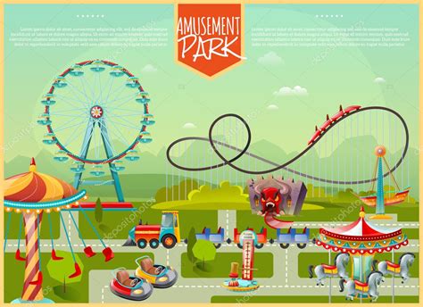 Ilustración de vector de Parque de atracciones Vector de stock