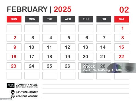 Template Kalender 2025 Tata Letak Februari 2025 Kalender Meja 2025