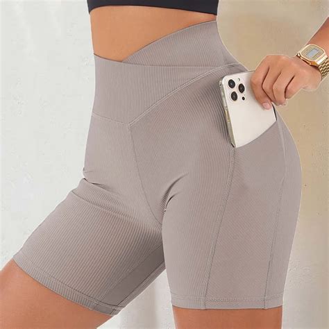 Crossover Workout Gym Shorts Mulheres Yoga Shorts Mulheres Leggings De