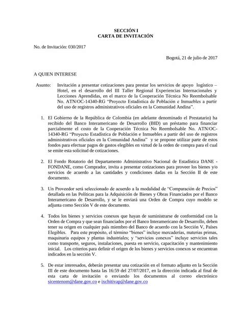 Pdf Secci N I Carta De Invitaci N Dane Gov Co Se Emite Esta