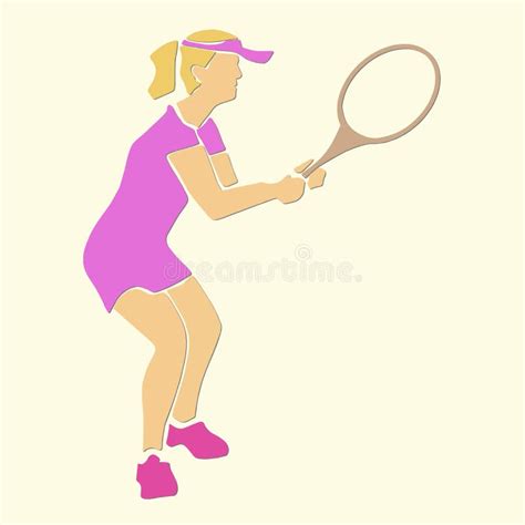 Female Tennis Player With Racket Stock Vector Illustration Of Cutout