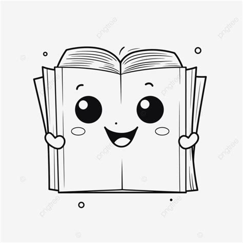 Cartoon Book With A Smile Outline Sketch Drawing Vector Opened Book