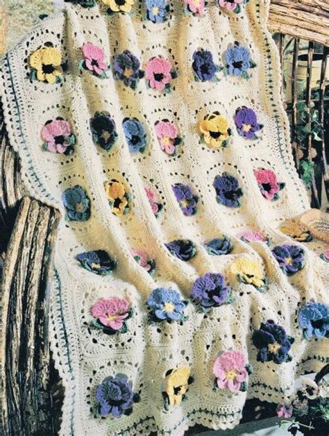 Vintage Crochet Pattern Pretty Pansies Afghan Pansy Flower Etsy