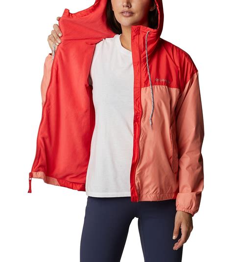 Columbia Womens Flash Challenger Fleece Lined Windbreaker Coral Reef Hibiscus