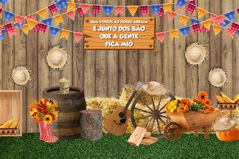 Painel De Festa Em Tecido Sublimado Bem Vindos Ao Arrai Festa Junina