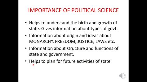 Meaning And Importance Of Political Science Part Youtube