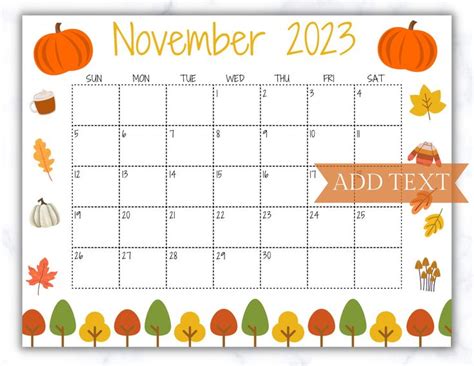 November 2024 Editable Calendar, Printable Calendar, 2024 Wall Calendar, Monthly Calendar ...