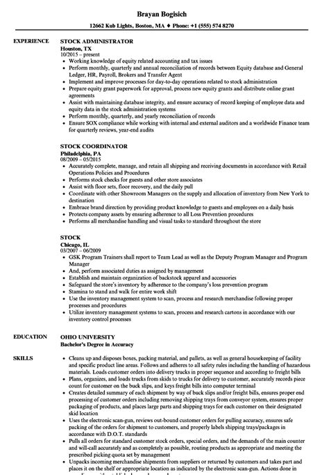 Stock Resume Samples Velvet Jobs