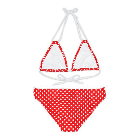 Red Polka Dot Two Piece Bikini Set With White Dots Trendy Polka Dot