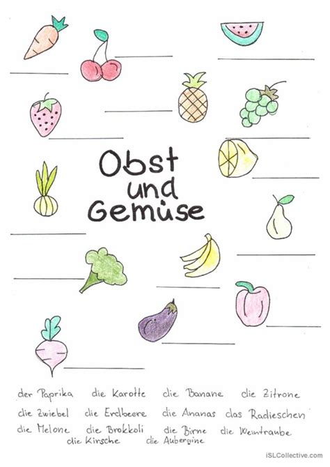 Obst Und Gem Se Deutsch Daf Arbeitsbl Tter Pdf Doc