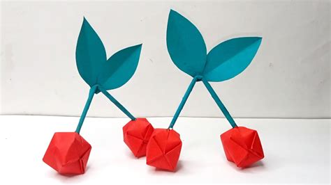 Diy Origami Cherry 🍒 How To Make Cherry With Paper Seema Art And