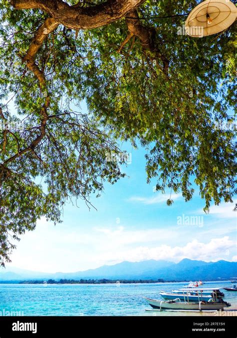 Sea And Coastlines In Gili Air Island With Traditional Balinese Diving