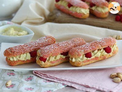 Pistachio And Raspberry Eclairs Recipe Petitchef