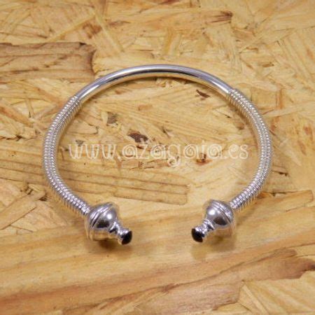 Pulsera Torque Celta Plata Y Azabache Artesan A De Galicia