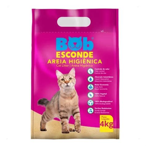 Areia Higiênica Biodegradável para Gatos Bob Esconde 4kgs Extrato de