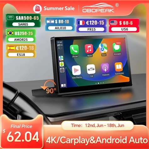 Carplay Cam Ra De Tableau De Bord Pour Voiture K Avec Cran Pliable