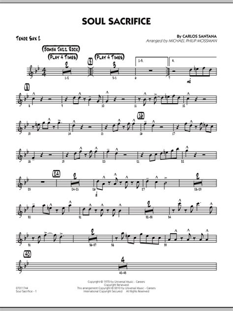 Soul Sacrifice Tenor Sax 2 Sheet Music Michael Philip Mossman Jazz Ensemble