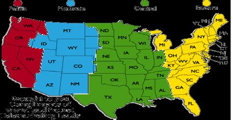 Us Map With Time Zones Printable