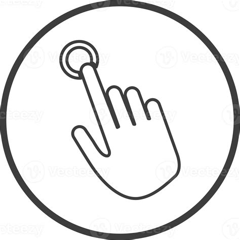 Hand Pointing Icon In Thin Line Black Circle Frames Png