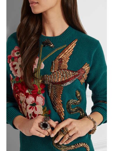 Gucci Embroidered Wool Sweater Net A Porter