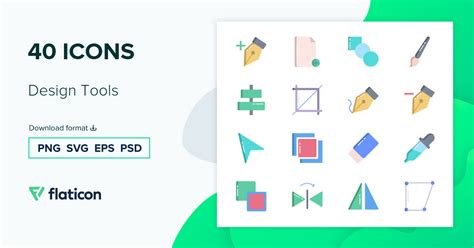 Design Tools Icon Pack Flat 40 Svg Icons