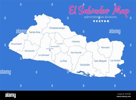 Regiones Administrativas Del Mapa De Esquema Del Salvador Ilustracion