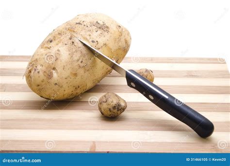 Brown Potato With Knife Stock Image Image Of Eating