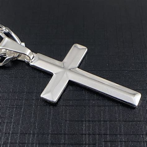 Mens Sterling Silver Domed Cross Pendant Only Etsy