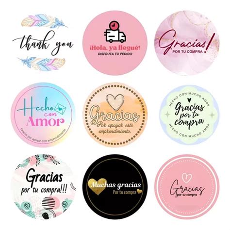 Stickers Adhesivos Gracias Por Tu Compra 100pzs 4cm Diseños MercadoLibre