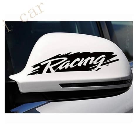 2 PCS set racing word car rearview Mirror stickers for Racing car ...