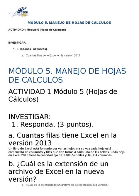 Actividad 1 Modulo 5 Maria Campo MÓDULO 5 MANEJO DE HOJAS DE