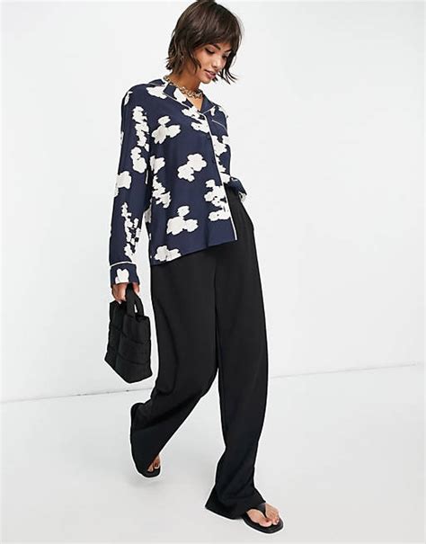 And Other Stories Co Ord Jacquard Long Sleeve Top In Navy Print Asos