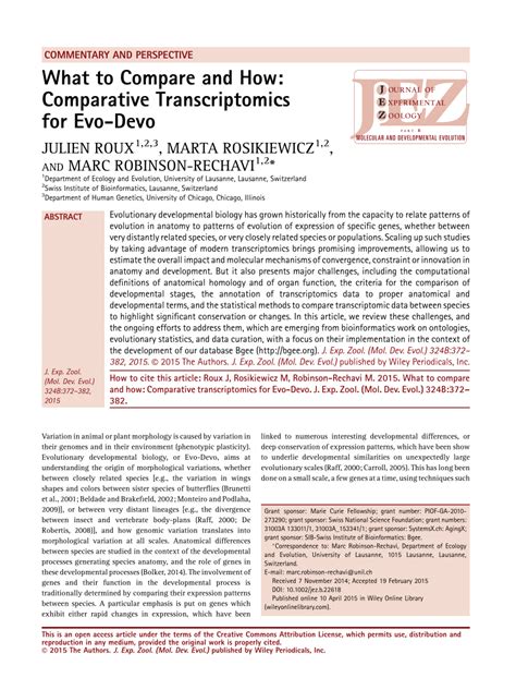 PDF What To Compare And How Comparative Transcriptomics For Evo Devo