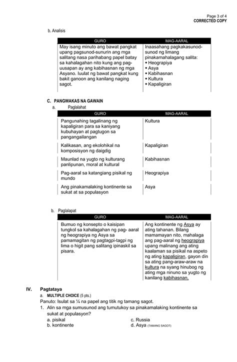 Lesson Plan Inaralingpanlipunan7 Pdf