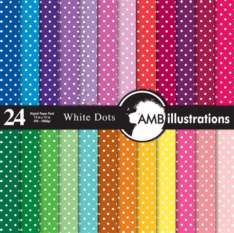 Polka Dots Papers Polka Dot Papers White Dots And Colored Etsy