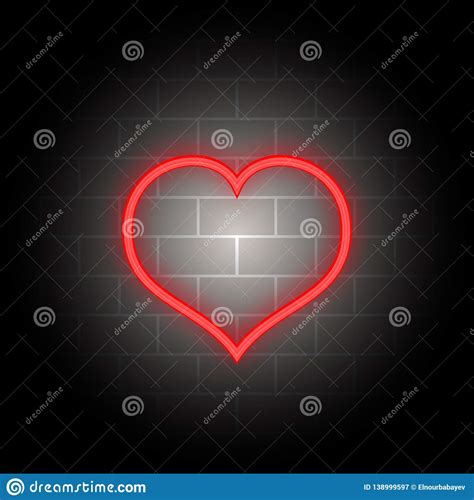 Vector Realistic Isolated Neon Sign Of Heart For Decoration And