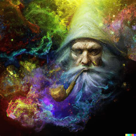 Wizard Smoking Pipe And Smoke Is Cosmic Space Digital Art Rdalle2