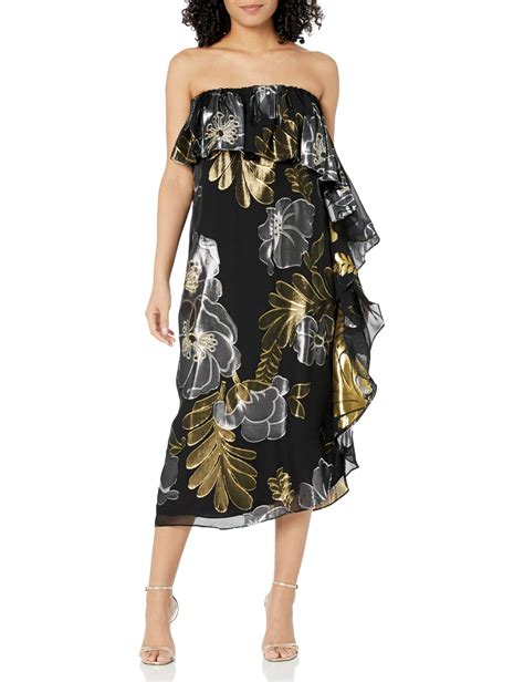 Trina Turk Strapless Midi Dress In Black Lyst