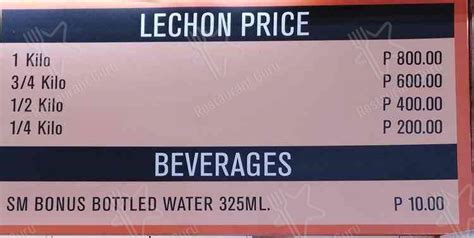 Menu At Gatchalian Lechon Pasay