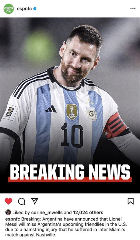 Messi Not Joining Argentine National Team For Upcoming Friendlies Bc Of Hamstring Injury R