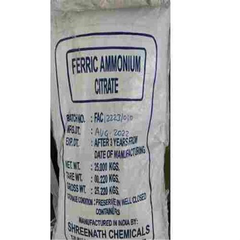 Industrial Use Ferric Ammonium Citrate At Best Price In Delhi Vishnu