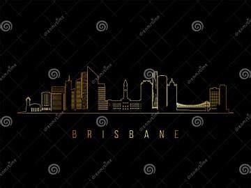 Golden Brisbane Skyline Silhouette. Stock Vector - Illustration of skyline, silhouette: 302721706