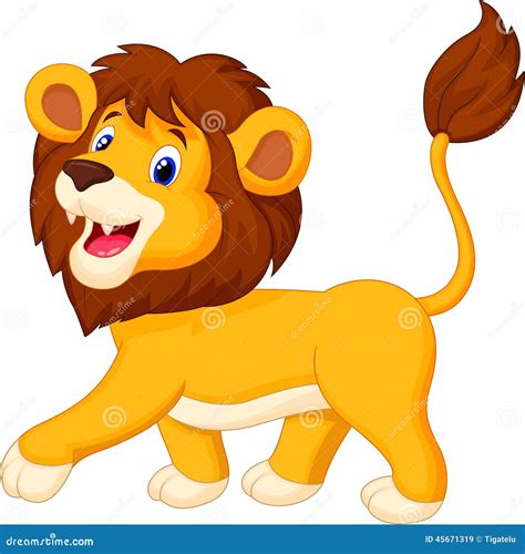 Cute lion cartoon walking stock vector. Illustration of cartoon - 45671319