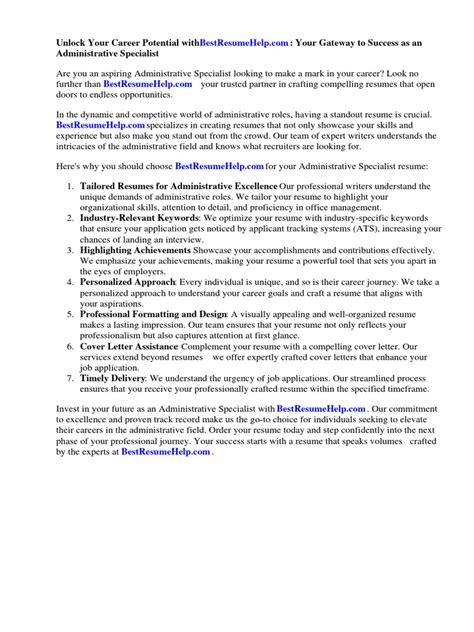 Administrative Specialist Resume Pdf