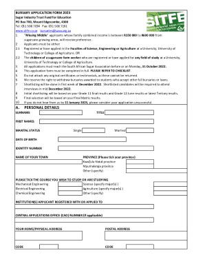 Fillable Online BURSARY APPLICATION FORM 2023 Zabursaries Co ZaSugar