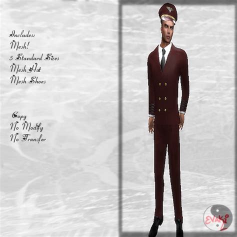 Second Life Marketplace - ::Evaki:: Pilot Style Uniform ~Burgandy