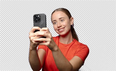 Une Jeune Femme Blonde Avec Un Smartphone Psd Gratuite